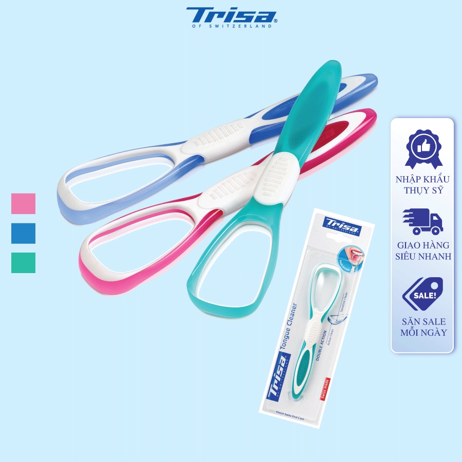 Dụng cụ cạo lưỡi người lớn TRISA Double Action làm sạch lưỡi một cách nhẹ nhàng dễ chịu dành cho cả người nhạy cảm