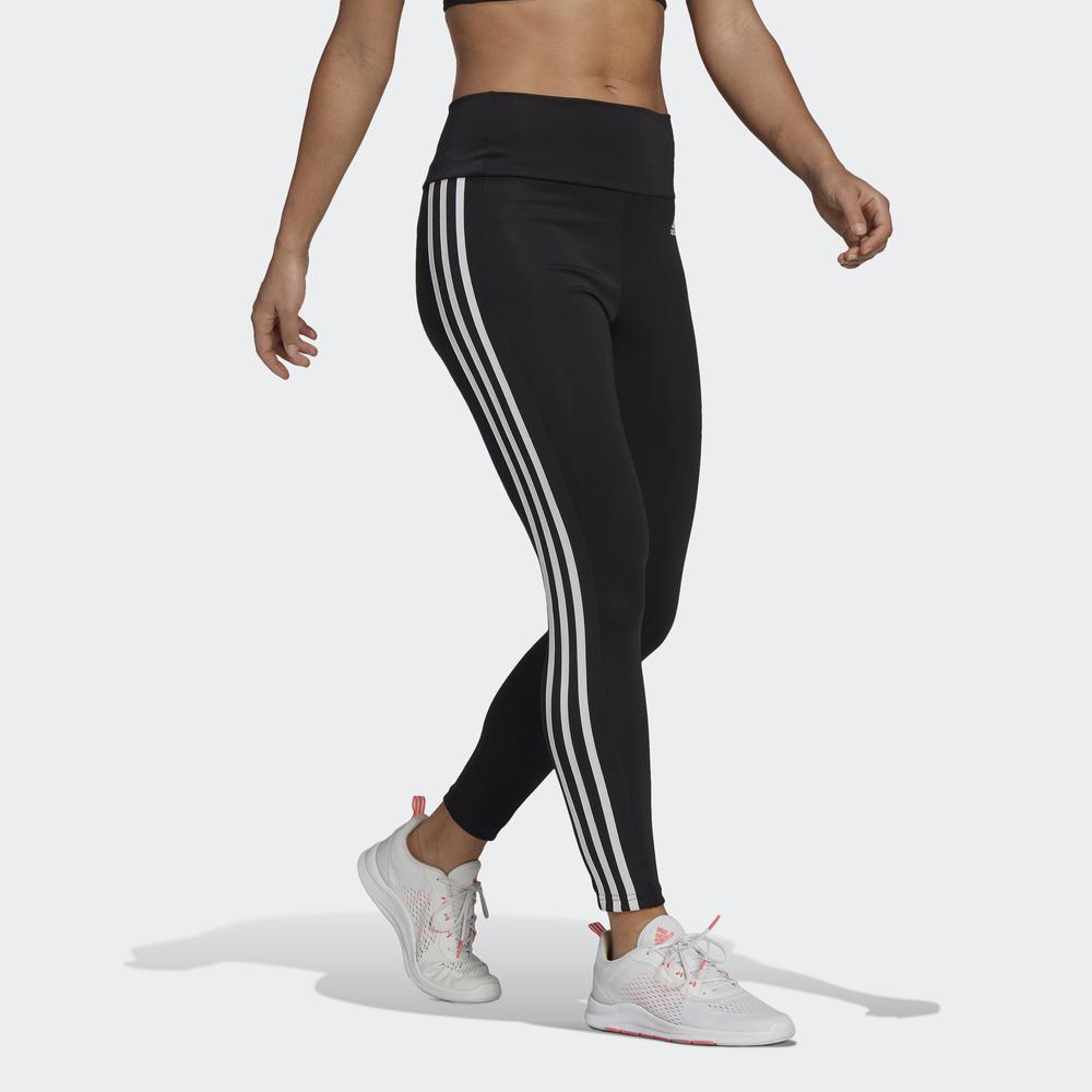 Quần Bó adidas TRAINING Nữ Quần bó thể thao 7/8 cạp cao 3 Sọc Designed To Move Màu đen GL4040