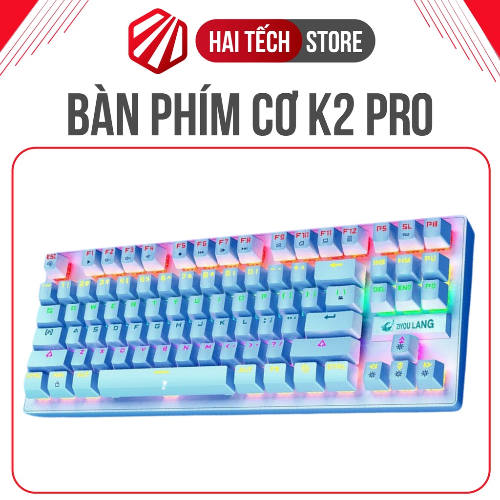 Bàn phím cơ K2 PRO CRACK blue switch led RGB 10 chế độ khác nhau, bàn phím máy tính chơi game dùng văn phòng cực đã