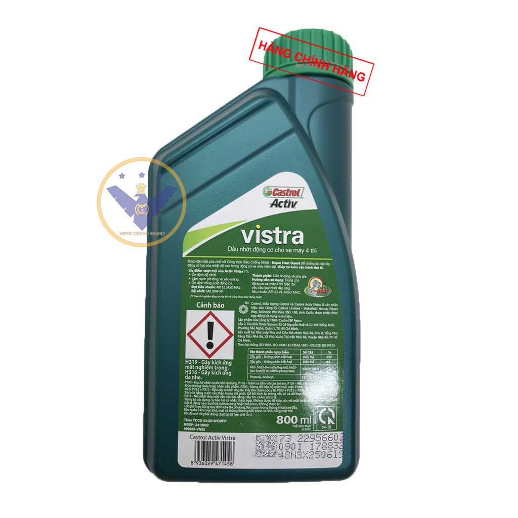 BỘ 3 dầu nhớt xe máy Castrol Activ Vistra 20w50 0.8l