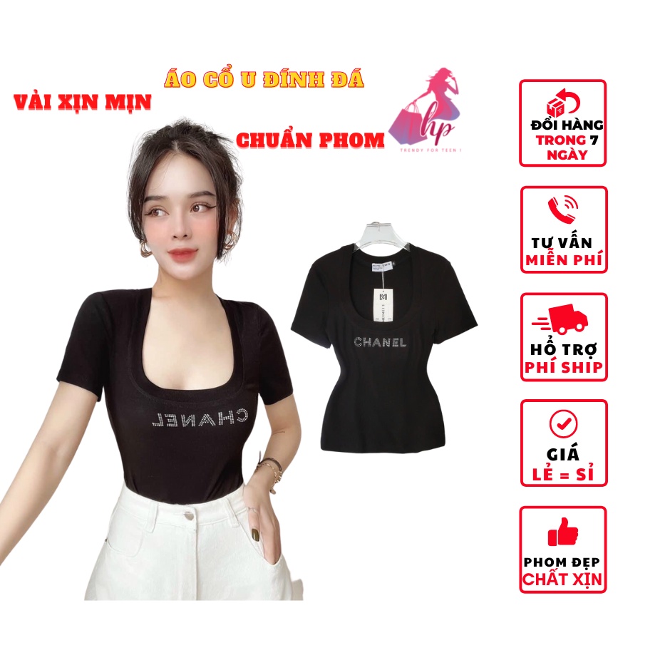 áo thun nữ tay ngắn cổ vuông ôm body màu đen thun cotton xịn kiểu hàn quốc mẫu mới thời trang 2021
