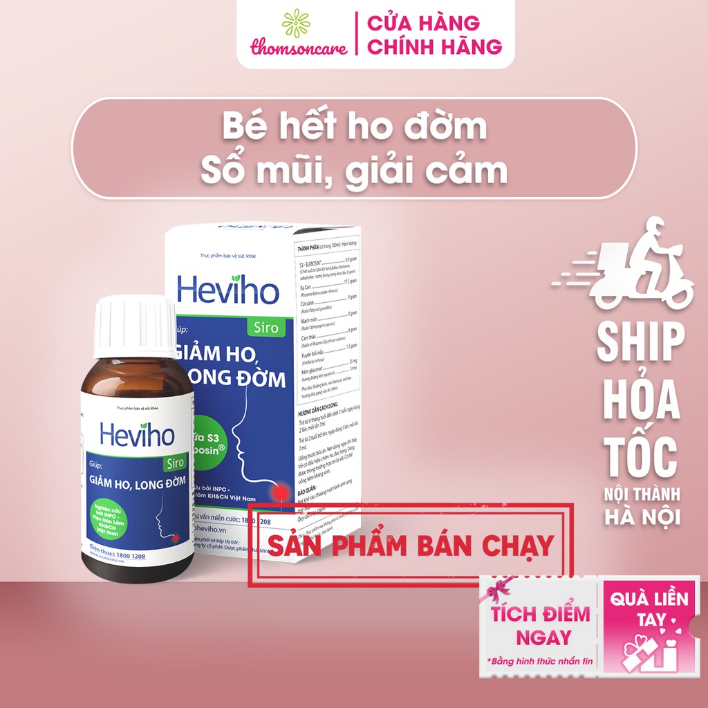 Siro Heviho - Giúp giảm ho, long đờm ở trẻ - Chiết xuất từ thảo dược thiên nhiên - Chai 100ml