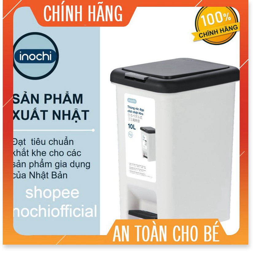 Thùng rác đạp chữ nhật Inochi 10L (tiêu chuẩn Nhật Bản)