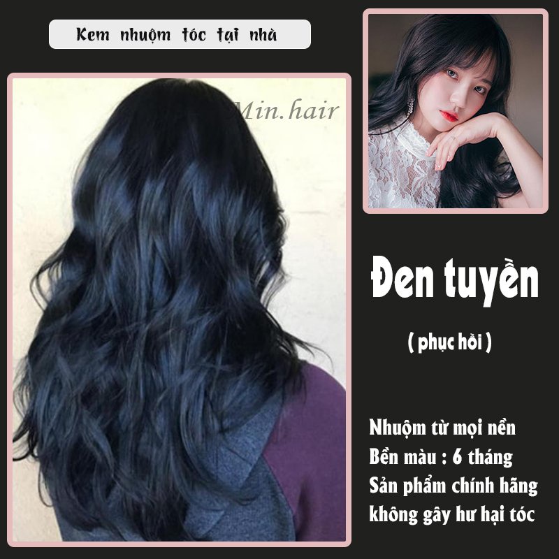 Thuốc nhuộm tóc, thuốc nhuộm tóc đen MIN.HAIR, không cần tẩy tại nhà