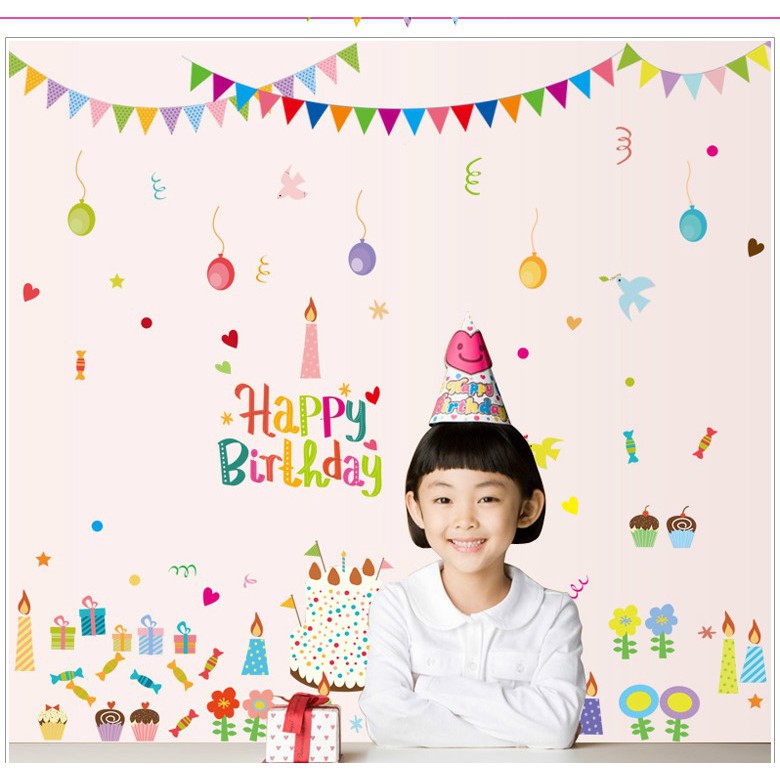 Decal dán tường chúc mừng sinh nhật - happy birthday