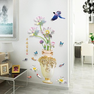 Decal dán tường Bình hoa sen trắng