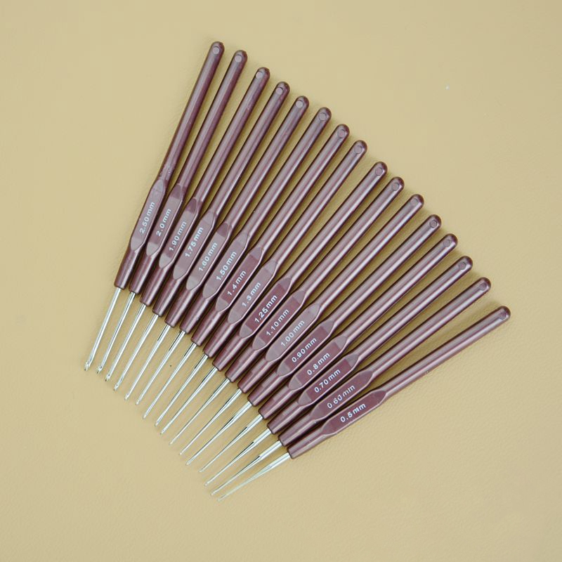 Bộ 16 Cây Kim Móc Đan Len Tay Cầm Bằng ABS