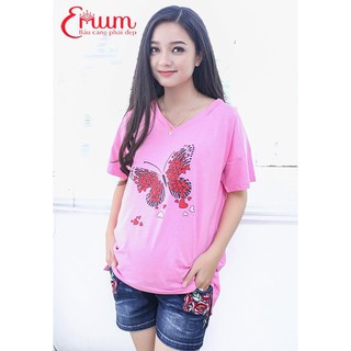 Áo thun bầu viền cổ tim Emum