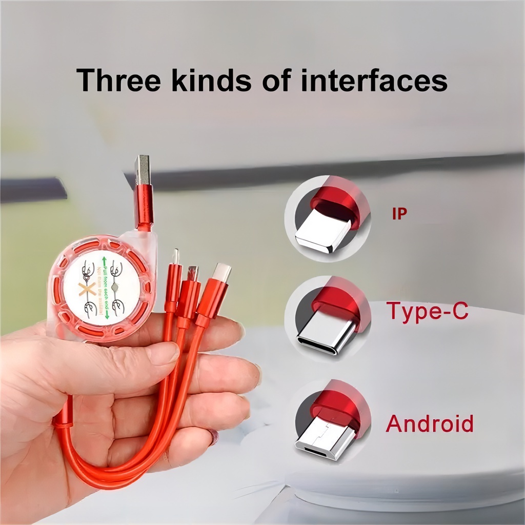 3 In 1 1M 5V 2A Retractable Fast Charging Cable Quick Charger Multi-purpose For Android Type-C IP Colorful Micro Colorful USB Mini 3.0 Data Port Type C