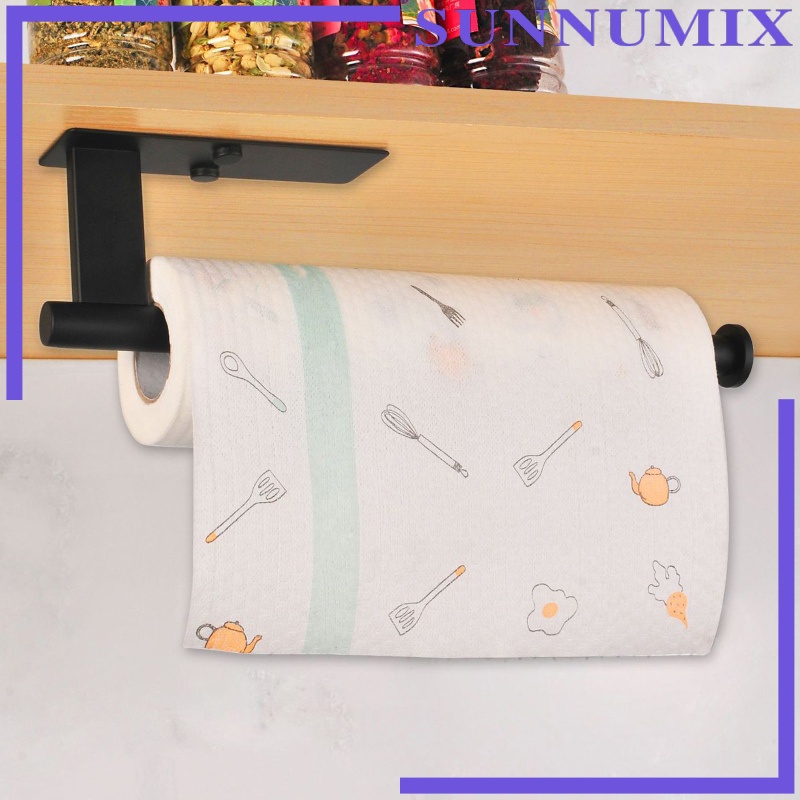 Paper Towel Holder under Cabinet Kitchen Roll Organizer Bathroom Towel Rolls Plastic Wrap Storage Accessories
