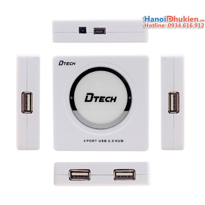 Bộ chia USB 1 ra 4 USB 2.0 có nguồn ngoài Dtech DT-3004P