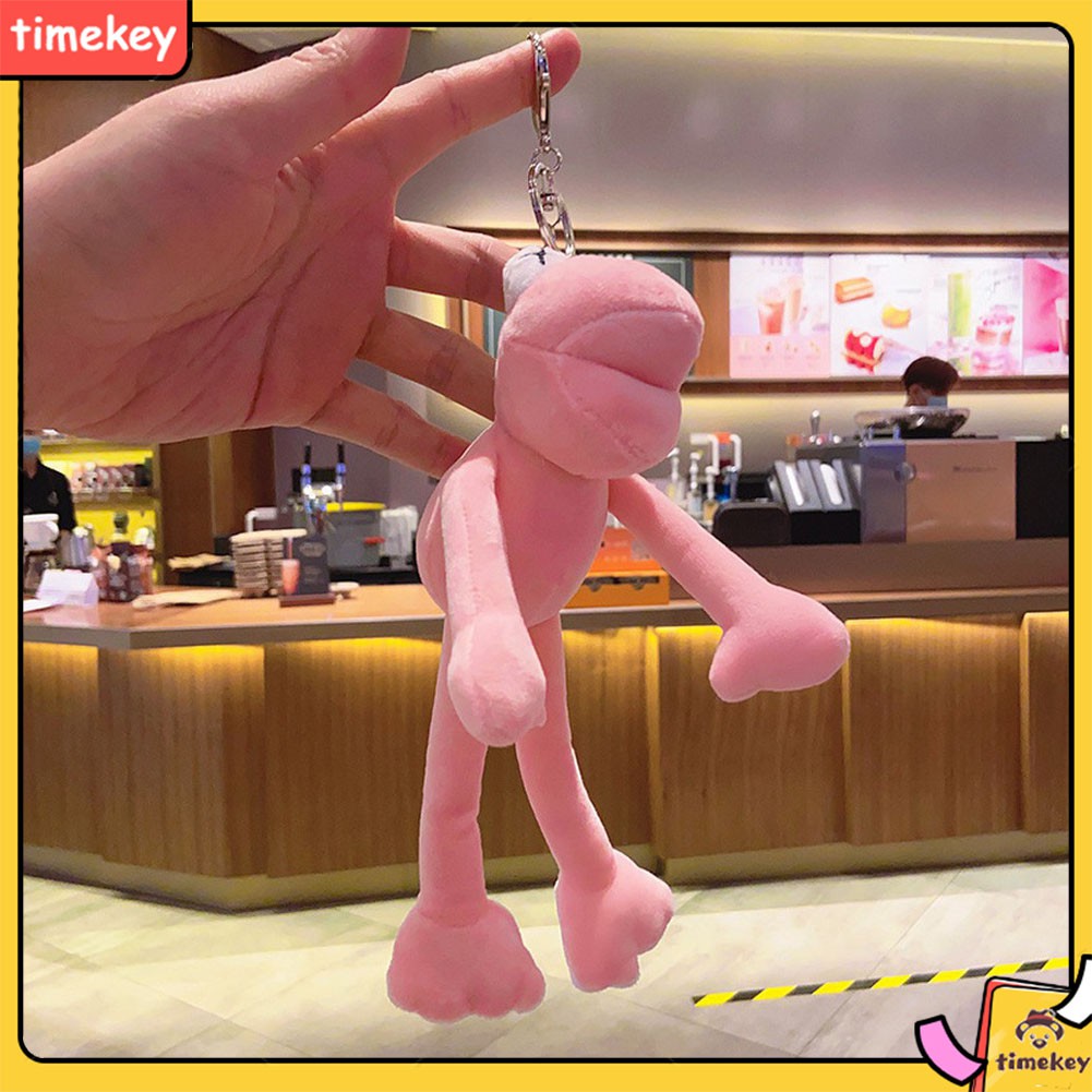 Móc khóa nhồi bông hình chú ếch hồng chân dài TK