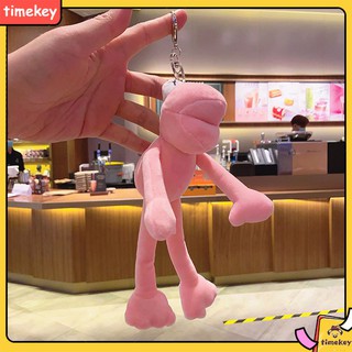 Móc khóa nhồi bông hình chú ếch hồng chân dài TK