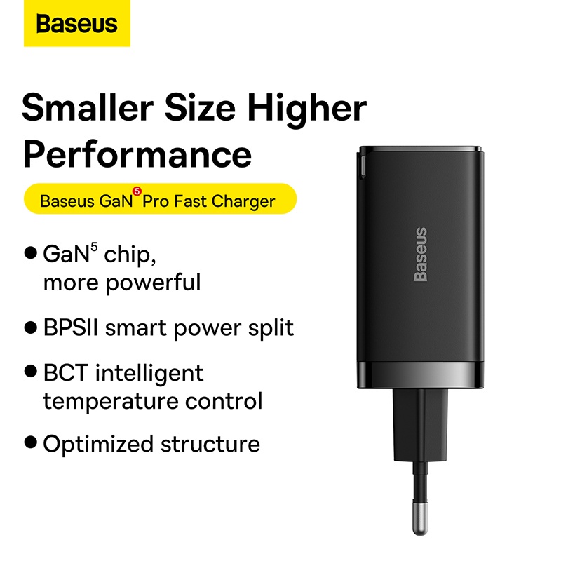 Củ Sạc Nhanh Baseus 65W GaN5 Pro Cổng USB Type C 4.0 3.0 PD Cho iPhone 13 Pro Xiaomi Samsung Laptop Macbook