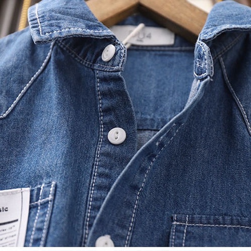 Áo Khoác Denim Tay Dài Thời Trang Xuân Thu Cá Tính Cho Bé Trai