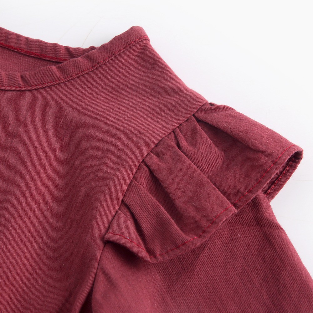 Bộ Đồ Cotton Liền Thân Sanlutoz Dài Tay Thiết Kế Màu Đỏ Đáng Yêu Cho Bé Gái Sơ Sinh