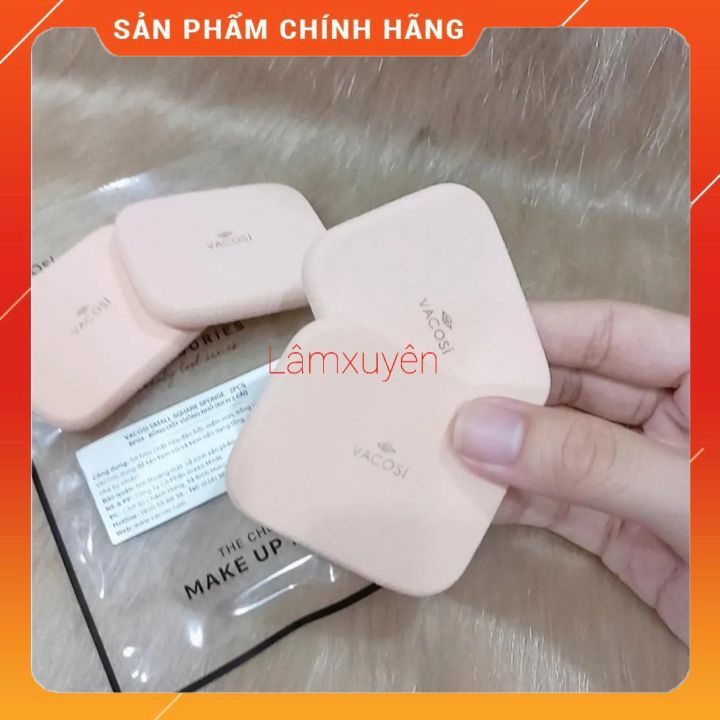 VACOSI SMALL SQUARE SPONGE 2PCS BP04_ Bông phấn vuông nhỏ ( bịch 2 cái) bông phấn mềm mịn,dễ tán siêu tiện lợi