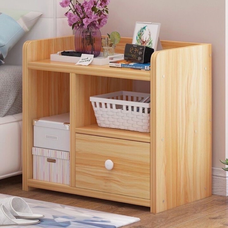 💥SALE SỐC💥Tủ, Kệ Để Đầu Giường Vuông Ngăn Kéo Màu Gỗ