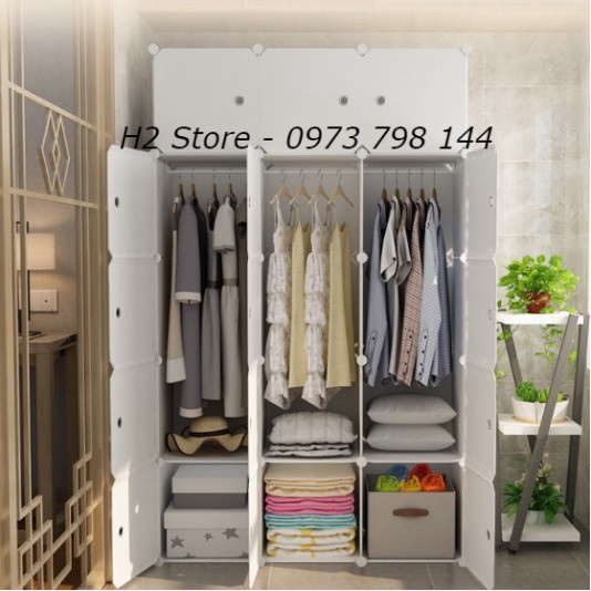 TỦ NHỰA LẮP GHÉP 15 Ô TRẮNG ĐỤC ĐỂ ĐỒ ĐA NĂNG THÔNG MINH sâu 47cm