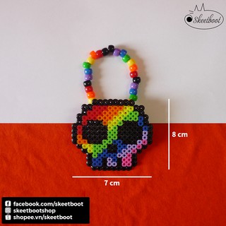 Vòng kandi perler đầu lâu cầu vồng - vòng tay kandi - phụ kiện rave edm festival raver kandi perler DJ