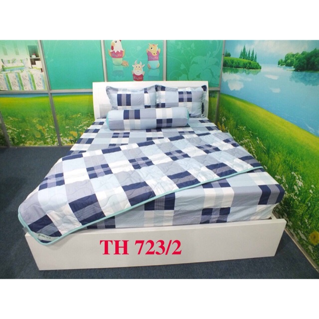 BỘ CHĂN DRAP GỐI .COTTON HOMTEX 1M8x2Mx25cm
