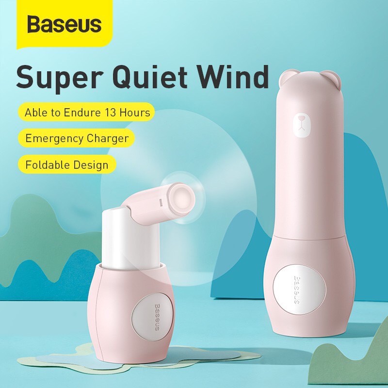 Quạt mini cầm tay kiêm sạc dự phòng 2000mah Baseus A02 chính hãng hình gấu | BigBuy360 - bigbuy360.vn