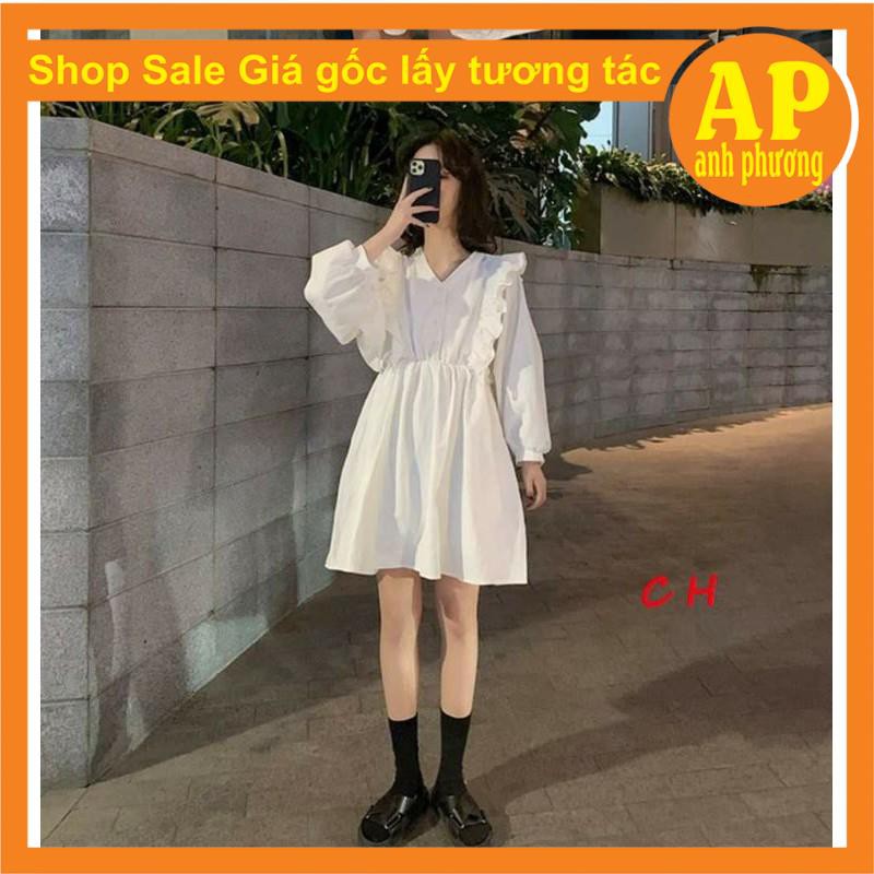 Váy Babydoll Trắng Đen tay bồng cánh dơi🦋 Đầm Nữ Tay Bồng Dáng Suông 🦋 Đầm nữ xòe | BigBuy360 - bigbuy360.vn