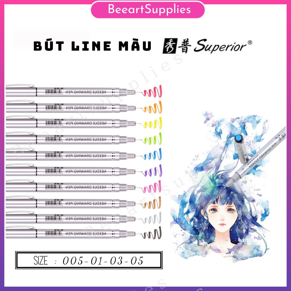 Bút Line Màu Đi Nét Kháng Nước Cao Cấp Superior