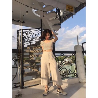 Quần linen ống rộng