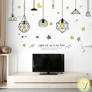 Decal dán tường Đèn trăng vàng