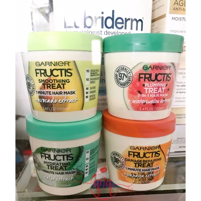 Kem ủ tóc Garnier Fructis Smoothing Treat 1 Minute Hair Mask chiết xuất trái cây  - Canada