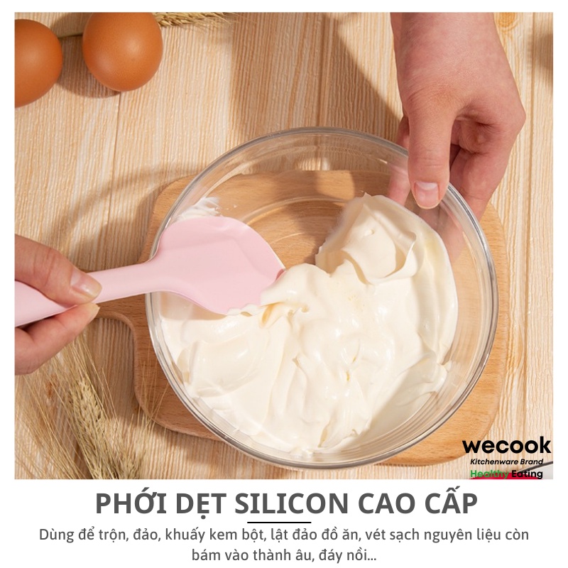 Cây vét bột silicon phới dẹt đúc liền cao cấp WECOOK - Spatula chịu nhiệt dùng để đánh vét bột, đảo lật thức ăn