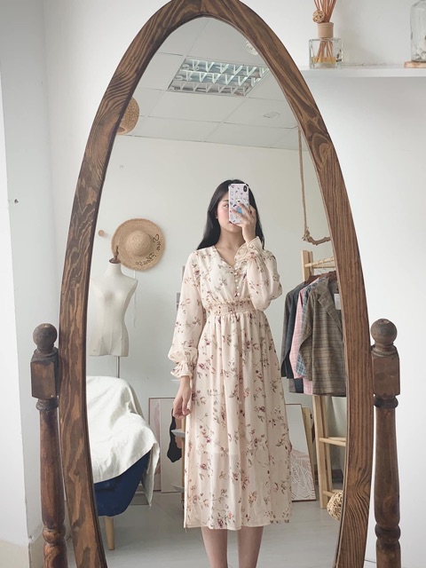 Váy hoa nhí Vintage dáng dài 110cm - 2 lớp chất voan lụa thướt tha - 065 | BigBuy360 - bigbuy360.vn