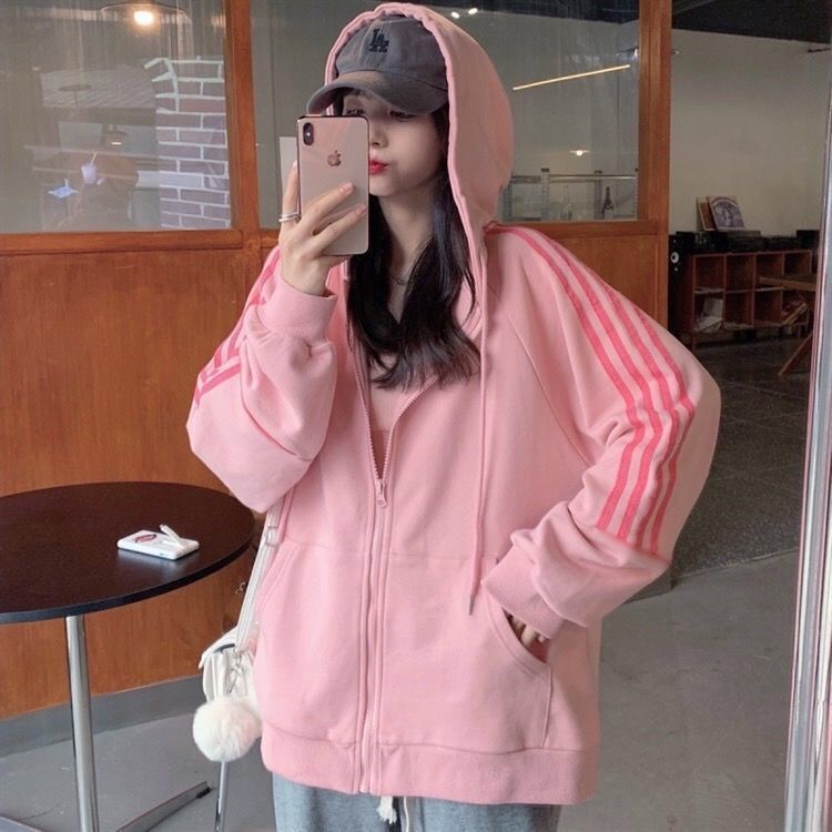 【Yuki】Áo khoác màu hồng siêu xinhhh sọc kẻ tay phong cách Hàn QUốc | BigBuy360 - bigbuy360.vn
