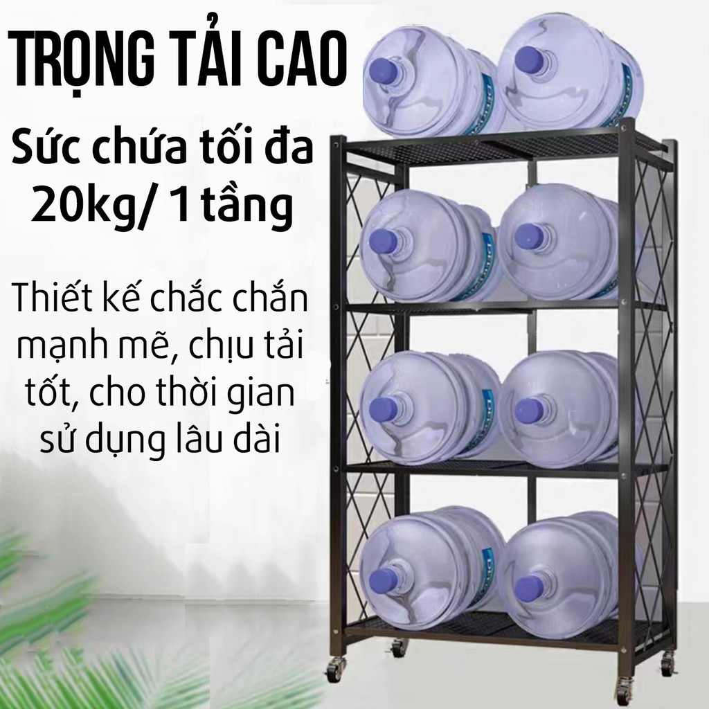 Kệ Đựng Đồ Nhà Bếp Đa Năng Gấp Gọn Kệ Để Hàng Thép Cacbon Sơn Tĩnh Điện Có Bánh Xe