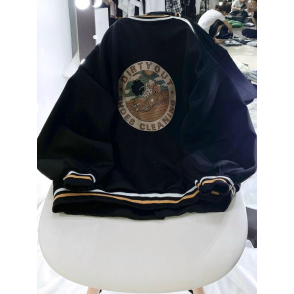 Áo Khoác Bomber Viền Siêu Hot , Unisex Phom Thụng Tay Bồng (Kèm Ảnh Thật)