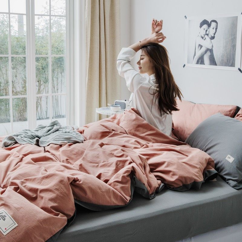 Bộ chăn ga gối cotton tici Cam ghi