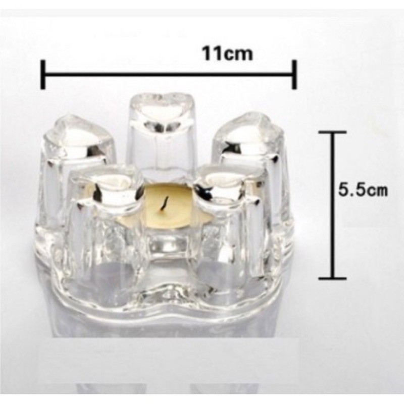 Bộ ấm trà thủy tinh 6 chén kèm đế nến