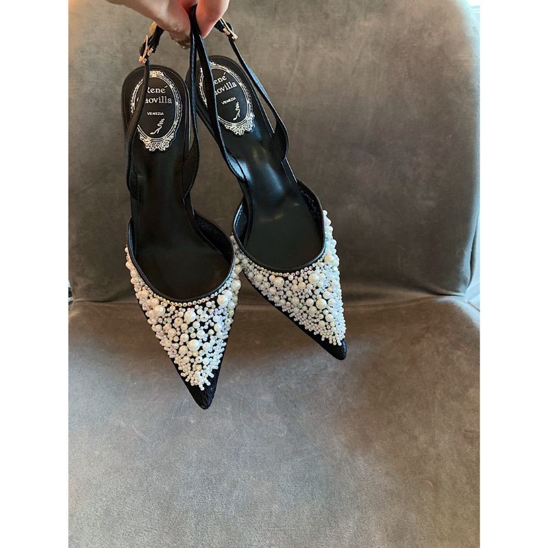 Giày cao gót có quai mũi nhọn gót 7,5cm Rene caovilla