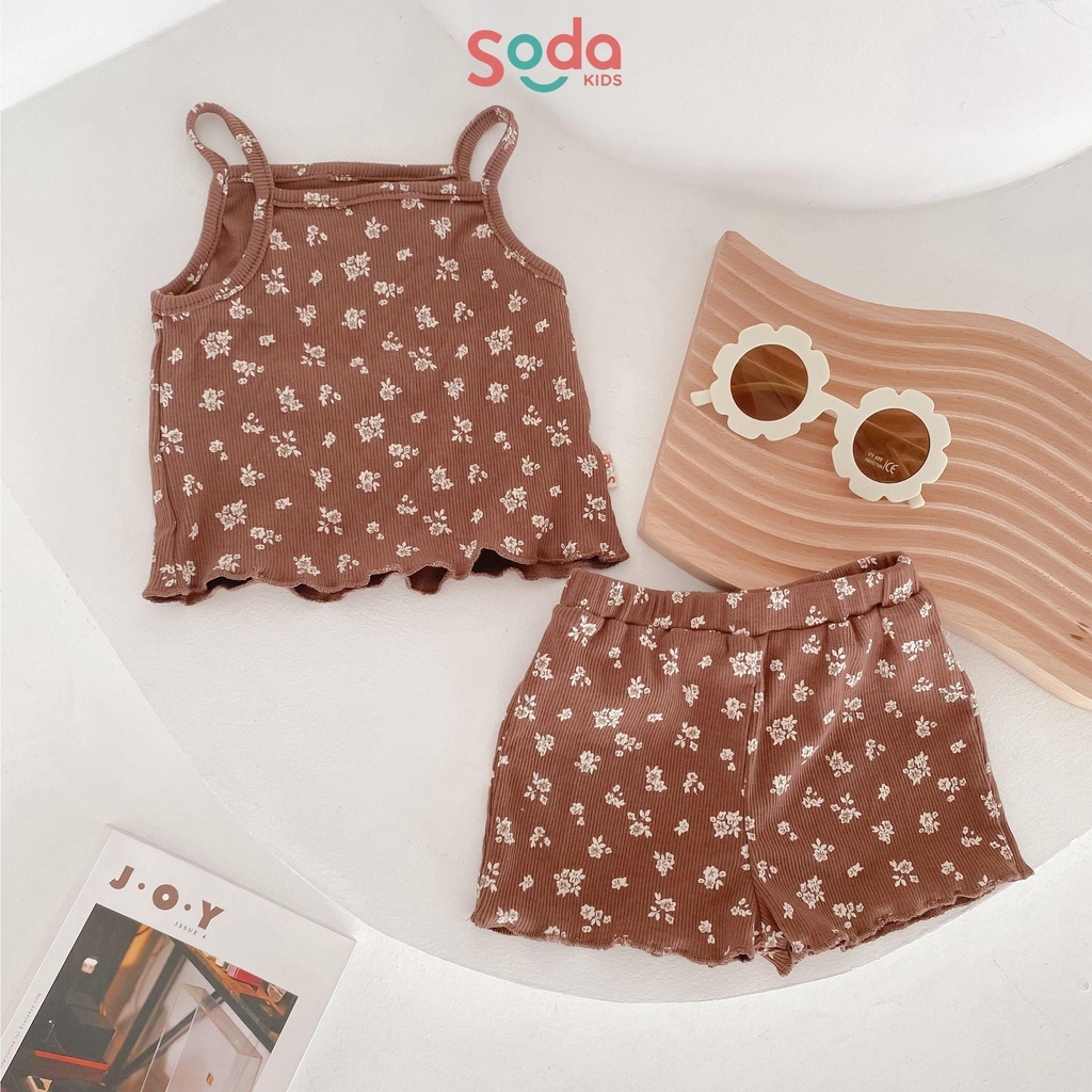 Bộ quần áo hai dây cho bé Tulip SODA KIDS kiểu viền sóng, co dãn mềm mãi