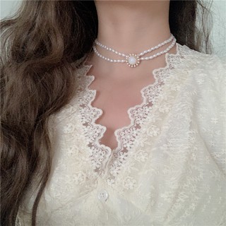 Vòng cổ choker ngọc trai nhân tạo 2 lớp hạt thuôn sang trọng VC124