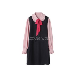 [order] Set váy đen áo hồng cột nơ (có tách set) - u.w