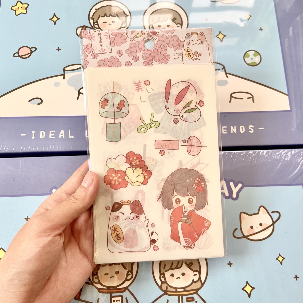Set 4 tấm sticker trang trí nhiều mẫu cute