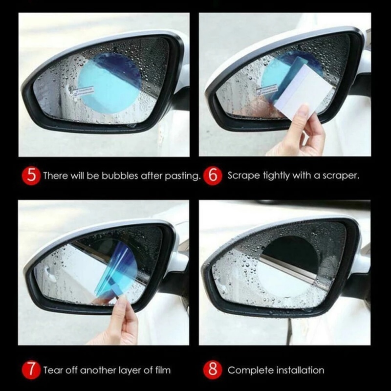 Set 2 Phim Dán Bảo Vệ Gương Chiếu Hậu Xe Hơi/Xe Máy/Xe Hơi Chống Nước/Sương Mù An Toàn