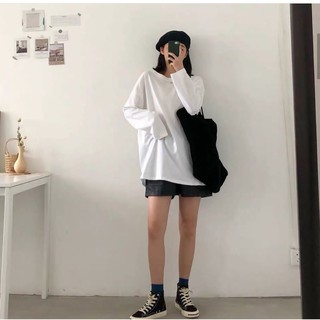 Áo Tay Dài LONG SLEEVE BASIC Màu Trắng Unisex