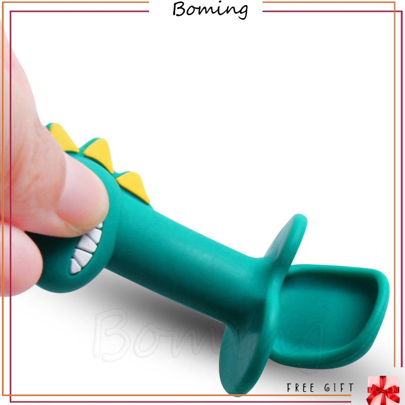 1 bộ Thìa Nĩa Silicone Cho Bé Bộ Thìa Hoạt Hình Thìa Mềm Thức Ăn Bổ Sung Bộ Đồ Ăn Đào Tạo
