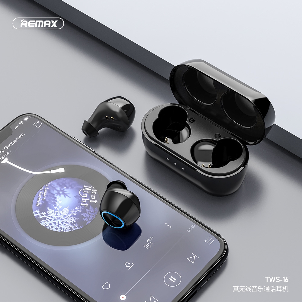 Tai nghe nhét tai không dây bluetooth 5.0 âm thanh nổi chất lượng tự động REMAX TWS-16