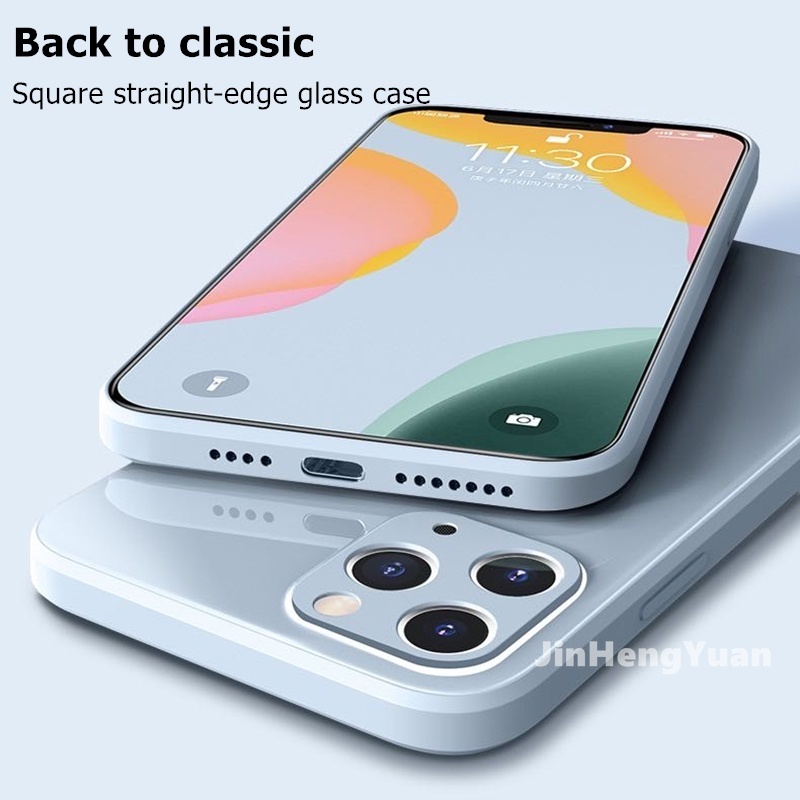 Ốp điện thoại kính cường lực cứng viền silicone dẻo màu sắc thích hợp cho IPHONE 12 11 PRO MAX XR X XS XS MAX 7 8 PLUS