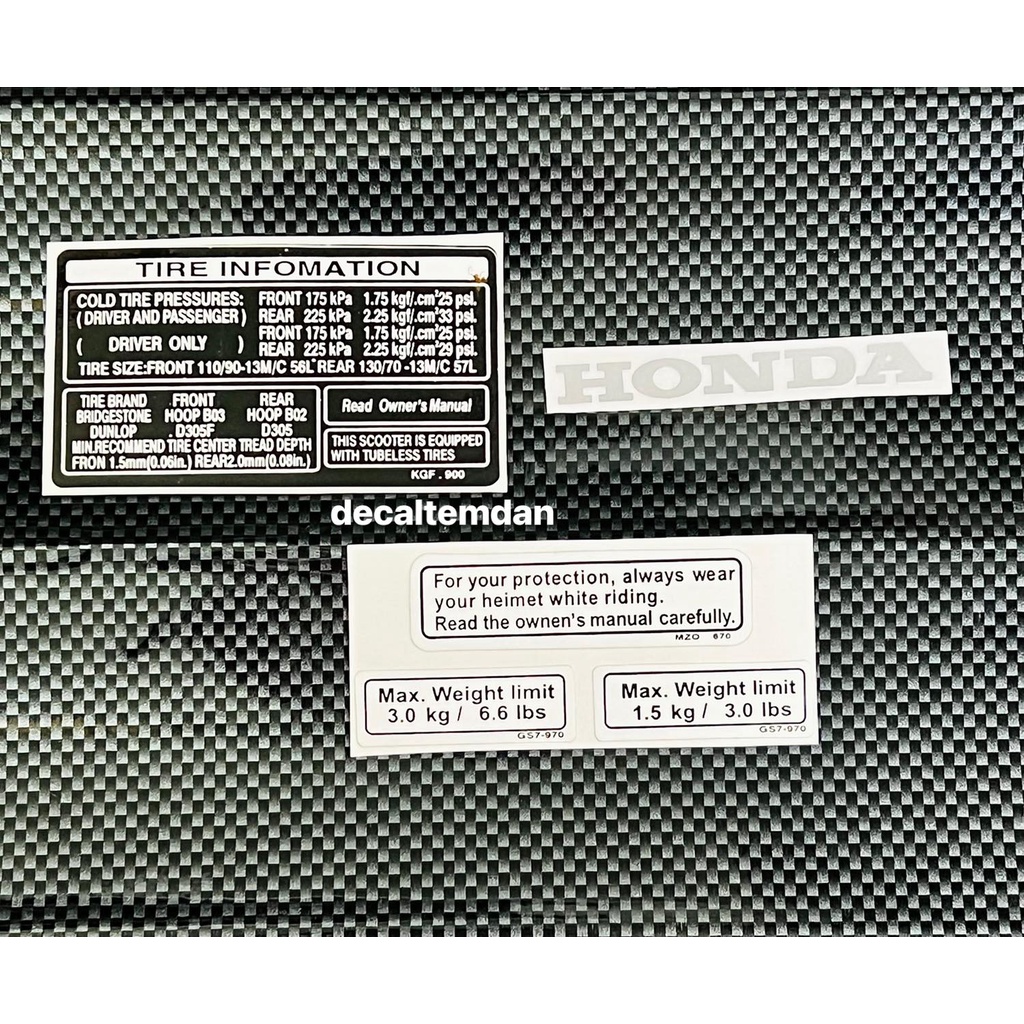 DDXM - V7BN - BỘ TEM THÔNG SỐ XE SH