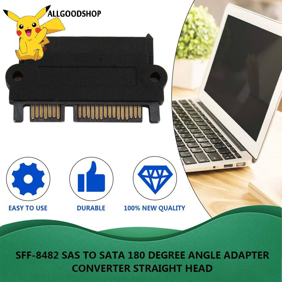 111all} SFF-8482 SAS To SATA 180 Degree Angle Adapter Converter Straight Head